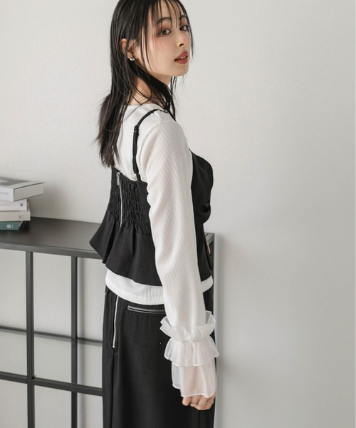 AMELY（エミリー）の「リボンビスチェセットアップ（セットアップ・レディース・ブラック/アイボリー/グレー・M/L）」の9枚目の写真