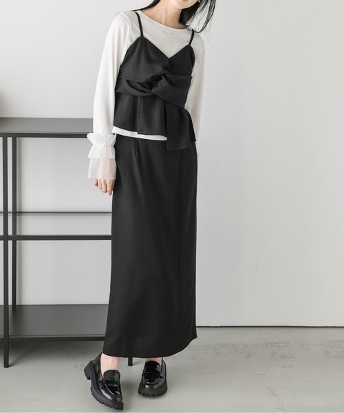 AMELY（エミリー）の「リボンビスチェセットアップ（セットアップ・レディース・ブラック/アイボリー/グレー・M/L）」の10枚目の写真