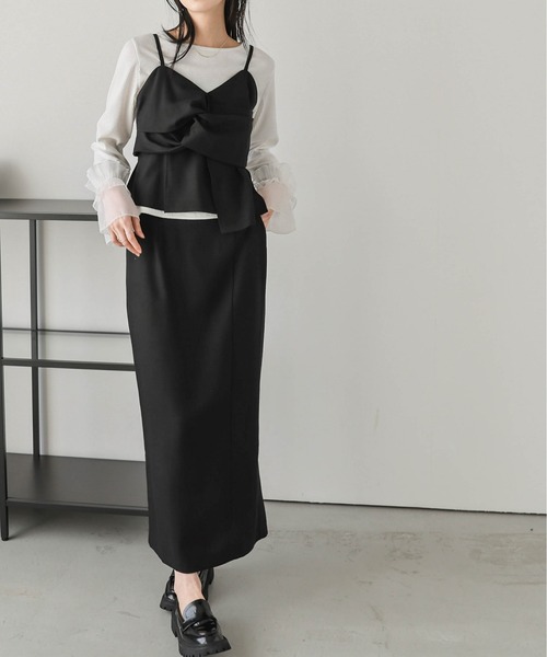 AMELY（エミリー）の「リボンビスチェセットアップ（セットアップ・レディース・ブラック/アイボリー/グレー・M/L）」の11枚目の写真