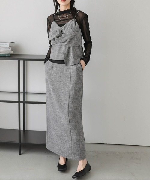 AMELY（エミリー）の「リボンビスチェセットアップ（セットアップ・レディース・ブラック/アイボリー/グレー・M/L）」の16枚目の写真