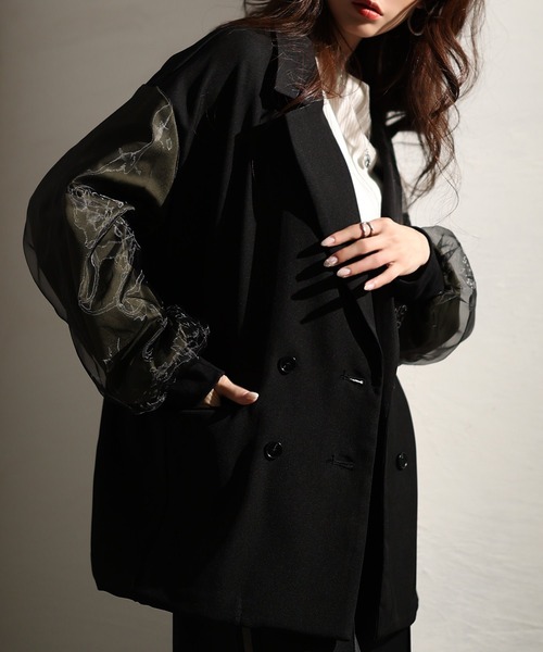 異素材ミリタリーテーラードジャケット（テーラードジャケット）｜Sawa