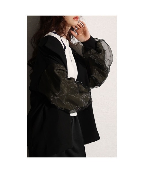 Sawa a la mode(サワアラモード)の「異素材ミリタリーテーラードジャケット(テーラードジャケット・レディース・ブラック・FREE)」の4枚目の写真