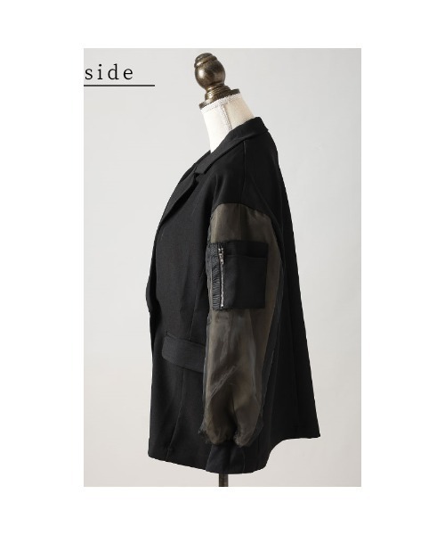 異素材ミリタリーテーラードジャケット（テーラードジャケット）｜Sawa