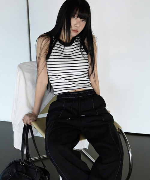 3.3 Field Trip (3.3フィールドトリップ)の「3.3 Field Trip/ステッチジョガーパンツ(スウェットパンツ・レディース・アイボリー/ブラック・FREE)」の9枚目の写真