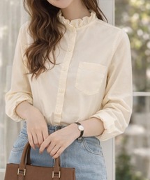 SallyLunn（サリーラン）の「【お気に入り1.4万人突破！選べる12カラー/S～XLサイズ展開♪】襟元フリルシャツブラウス（シャツ/ブラウス）」