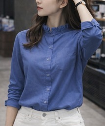 SallyLunn（サリーラン）の「【お気に入り1万人突破！選べる7カラー/S～XLサイズ展開♪】襟元フリルシャツブラウス（シャツ/ブラウス）」