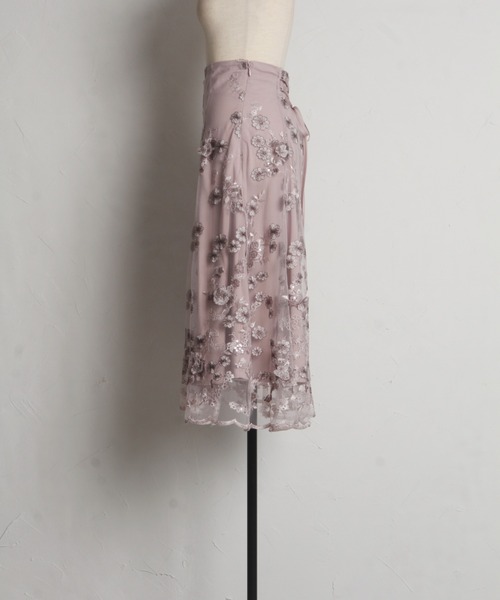 きらきらスパンコール入り3Dフラワー刺繍バックレースアップ