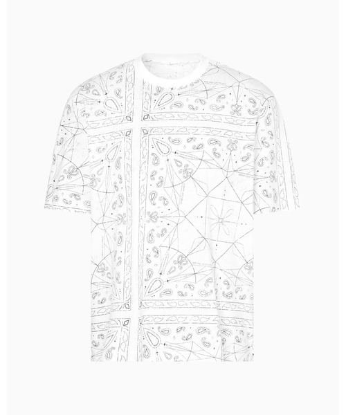 ARMANI EXCHANGE（アルマーニエクスチェンジ）の「【A|X アルマーニ エクスチェンジ】ペイズリープリント 半袖クルーネックTシャツ/REGULAR+（EC限定カラー含）（Tシャツ/カットソー・メンズ・ホワイト/ブラック系1・SMALL/X-LARGE/X-SMALL/LARGE/MEDIUM/XX-LARGE）」の7枚目の写真