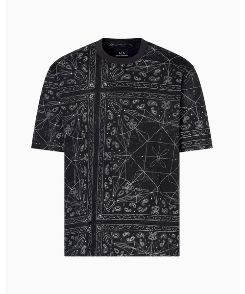 ARMANI EXCHANGE（アルマーニエクスチェンジ）の「【A|X アルマーニ エクスチェンジ】ペイズリープリント 半袖クルーネックTシャツ/REGULAR+（EC限定カラー含）（Tシャツ/カットソー・メンズ・ホワイト/ブラック系1・SMALL/X-LARGE/X-SMALL/LARGE/MEDIUM/XX-LARGE）」の3枚目の写真