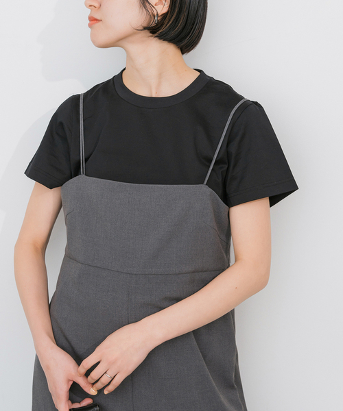 Spick & Span（スピックアンドスパン）の「《追加》ファインコットンTシャツ（Tシャツ/カットソー・レディース・ブラック/ライトグレー/ホワイト/ブラウン・FREE）」の2枚目の写真