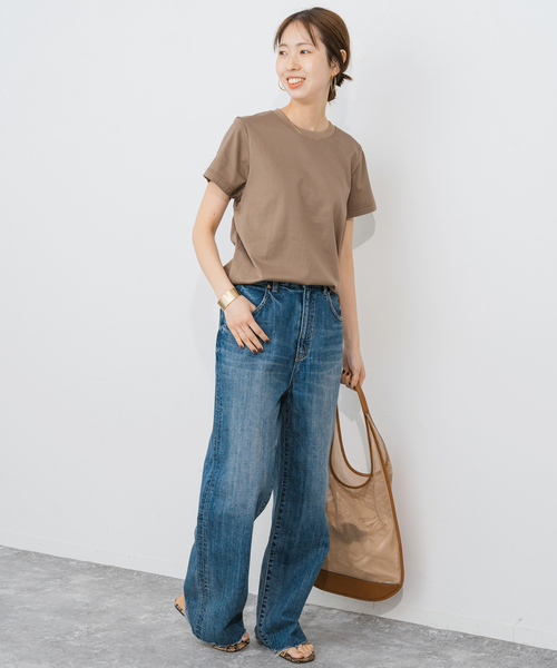 Spick & Span（スピックアンドスパン）の「《追加》ファインコットンTシャツ（Tシャツ/カットソー・レディース・ブラック/ライトグレー/ホワイト/ブラウン・FREE）」の10枚目の写真