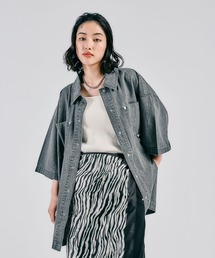 LEPSIM | BIGデニム5分袖シャツチュニック　242829(シャツ/ブラウス)