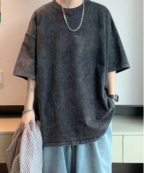 NEW GENTLEMAN(ニュージェントルマン)の「ブラックアウト ピグメント加工 オーバーサイズT(Tシャツ/カットソー・メンズ・ブラック/グレイッシュベージュ/オリーブ/グレー/ネイビー/パープル/ブラウン/ピンク・L/M/XL)」の15枚目の写真