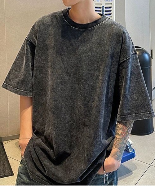 NEW GENTLEMAN(ニュージェントルマン)の「ブラックアウト ピグメント加工 オーバーサイズT(Tシャツ/カットソー・メンズ・ブラック/グレイッシュベージュ/オリーブ/グレー/ネイビー/パープル/ブラウン/ピンク・L/M/XL)」の13枚目の写真