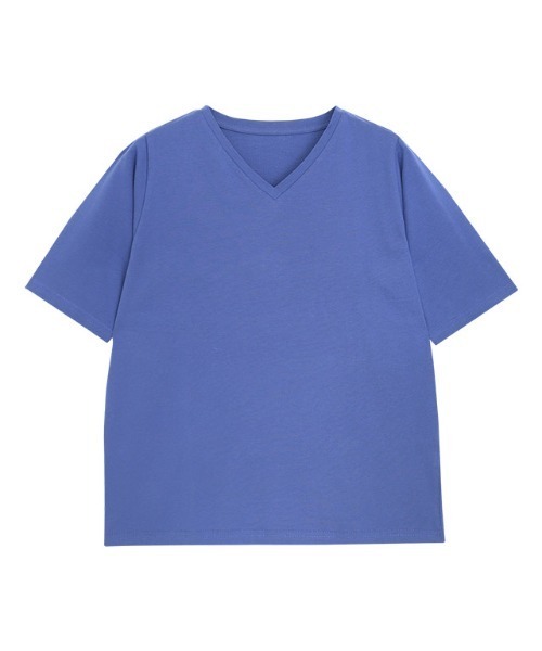 Pierrot(ピエロ)の「【骨格ストレートさんにオススメ】Vネック/五分袖ベーシックTシャツ(Tシャツ/カットソー・レディース・チャコール/オフホワイト/ブルー/ブラック・S/M/L)」の10枚目の写真