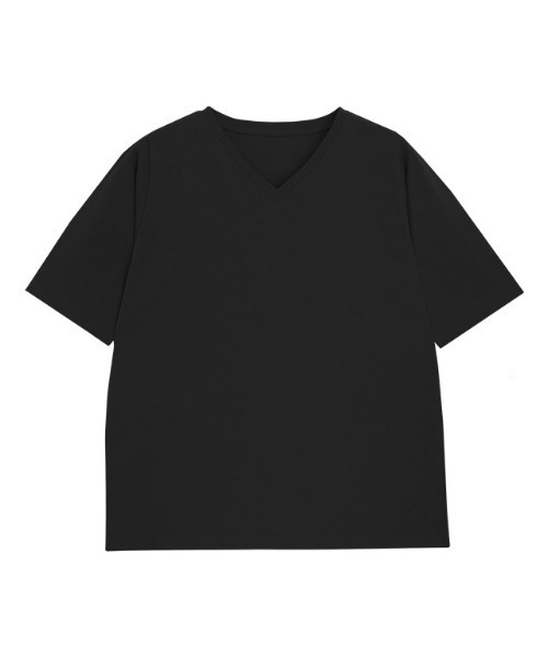 Pierrot(ピエロ)の「【骨格ストレートさんにオススメ】Vネック/五分袖ベーシックTシャツ(Tシャツ/カットソー・レディース・チャコール/オフホワイト/ブルー/ブラック・S/M/L)」の15枚目の写真