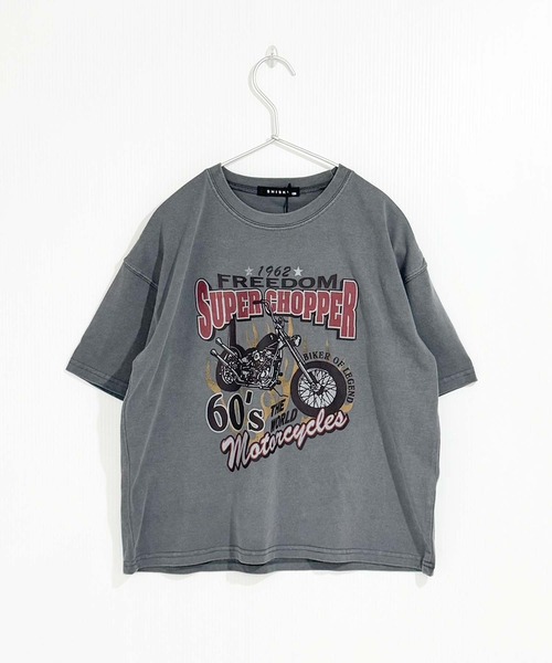 セール】ピグメント染め オーバーサイズ プリント 半袖 Tシャツ