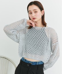 ad thie（アドティエ）の「ショート丈透かし編み ニットプルオーバー（ニット/セーター）」