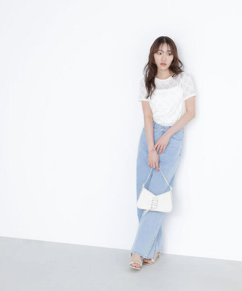NATURAL BEAUTY BASIC(ナチュラルビューティーベーシック)の「カットレースTシャツ(Tシャツ/カットソー・レディース・ダークブラウン/オフホワイト/イエロー・FREE)」の5枚目の写真