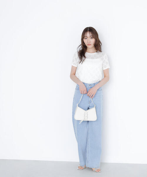 NATURAL BEAUTY BASIC(ナチュラルビューティーベーシック)の「カットレースTシャツ(Tシャツ/カットソー・レディース・ダークブラウン/オフホワイト/イエロー・FREE)」の9枚目の写真