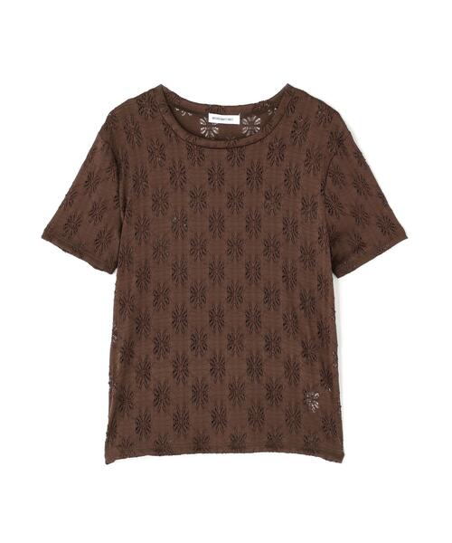 NATURAL BEAUTY BASIC(ナチュラルビューティーベーシック)の「カットレースTシャツ(Tシャツ/カットソー・レディース・ダークブラウン/オフホワイト/イエロー・FREE)」の4枚目の写真