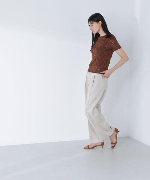 NATURAL BEAUTY BASIC(ナチュラルビューティーベーシック)の「カットレースTシャツ(Tシャツ/カットソー・レディース・ダークブラウン/オフホワイト/イエロー・FREE)」の14枚目の写真