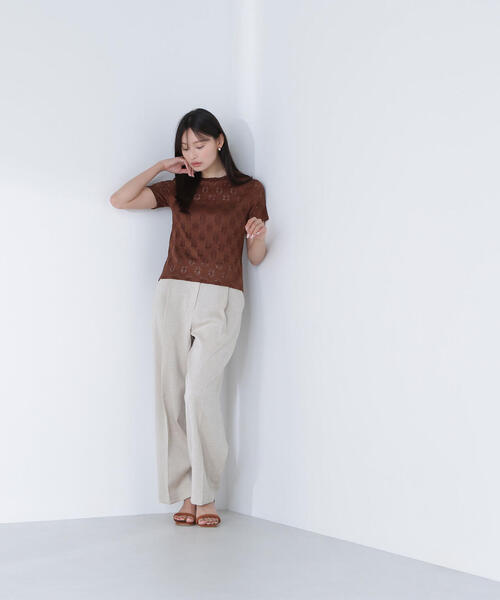 NATURAL BEAUTY BASIC(ナチュラルビューティーベーシック)の「カットレースTシャツ(Tシャツ/カットソー・レディース・ダークブラウン/オフホワイト/イエロー・FREE)」の15枚目の写真