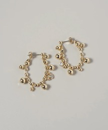 【GOLDY】キュービックジルコニア × メタル ボール フープ ピアス 1250104※