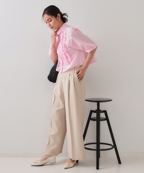 OPAQUE.CLIP（オペークドットクリップ）の「タックワイドパンツ/セットアップ対応【洗濯機洗い可】（その他パンツ・レディース・ブラウン系その他/ネイビー/ライトベージュ・40/38/42/36）」の5枚目の写真