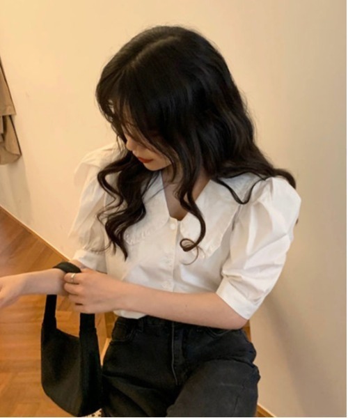 WEGO(ウィゴー)の「WEGO/パフスリーブガーリーブラウス(シャツ/ブラウス・レディース・ホワイト/パープル・MEDIUM/SMALL)」の6枚目の写真