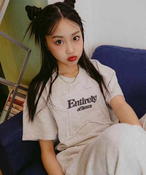 ダメージ加工 星ワッペン クロップド トップス（Tシャツ