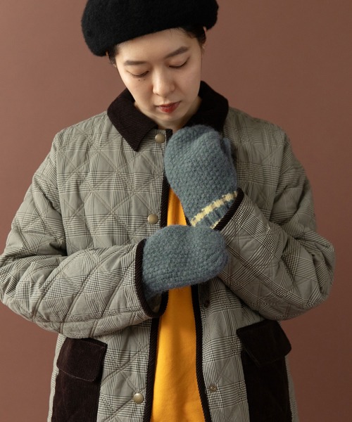 PAR ICI（パーリッシィ）の「カノコ編み ラインミトン（手袋・レディース・オレンジ/ブルー/ホワイト・FREE）」の4枚目の写真