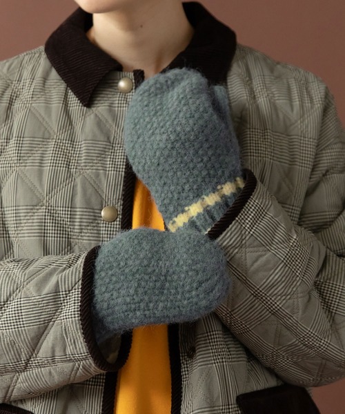 PAR ICI（パーリッシィ）の「カノコ編み ラインミトン（手袋・レディース・オレンジ/ブルー/ホワイト・FREE）」の5枚目の写真