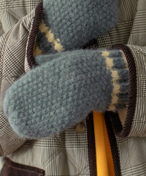 PAR ICI（パーリッシィ）の「カノコ編み ラインミトン（手袋・レディース・オレンジ/ブルー/ホワイト・FREE）」の8枚目の写真