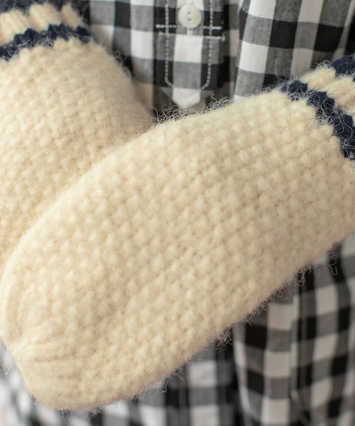 PAR ICI（パーリッシィ）の「カノコ編み ラインミトン（手袋・レディース・オレンジ/ブルー/ホワイト・FREE）」の13枚目の写真