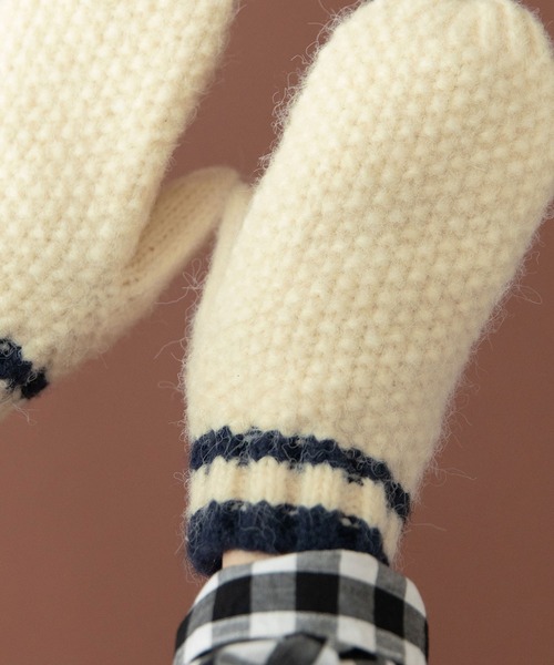 PAR ICI（パーリッシィ）の「カノコ編み ラインミトン（手袋・レディース・オレンジ/ブルー/ホワイト・FREE）」の14枚目の写真