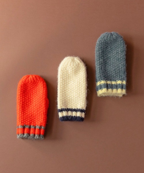 PAR ICI（パーリッシィ）の「カノコ編み ラインミトン（手袋・レディース・オレンジ/ブルー/ホワイト・FREE）」の16枚目の写真