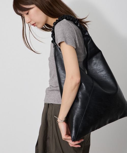 セール】Faux leather tote bag / フェイクレザー トートバッグ
