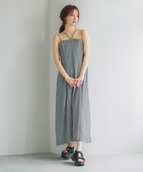 mysty woman（ミスティウーマン）の「テクスチャーキャミワンピース 497429（ワンピース・レディース・アイボリー/ブラック/その他・FREE）」の7枚目の写真