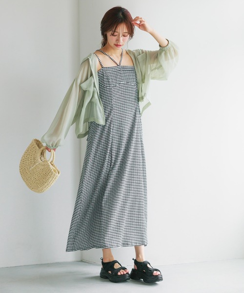 mysty woman（ミスティウーマン）の「テクスチャーキャミワンピース 497429（ワンピース・レディース・アイボリー/ブラック/その他・FREE）」の6枚目の写真