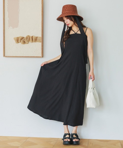 mysty woman（ミスティウーマン）の「テクスチャーキャミワンピース 497429（ワンピース・レディース・アイボリー/ブラック/その他・FREE）」の11枚目の写真