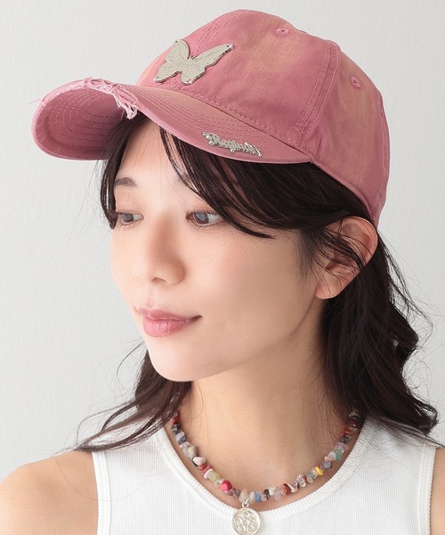 セール】メタリック バタフライ付き サイド ロゴ キャップ