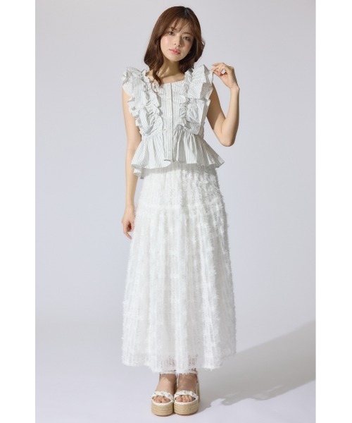 rienda（リエンダ）の「ダブルフリルブラウス 夏服 ノースリーブトップス（シャツ/ブラウス・レディース・ブラック/ブルー系その他/ホワイト系その他・FREE）」の21枚目の写真