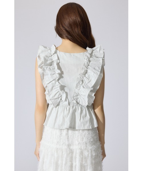 rienda（リエンダ）の「ダブルフリルブラウス 夏服 ノースリーブトップス（シャツ/ブラウス・レディース・ブラック/ブルー系その他/ホワイト系その他・FREE）」の18枚目の写真