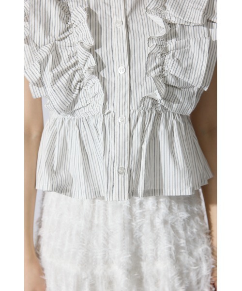 rienda（リエンダ）の「ダブルフリルブラウス 夏服 ノースリーブトップス（シャツ/ブラウス・レディース・ブラック/ブルー系その他/ホワイト系その他・FREE）」の15枚目の写真