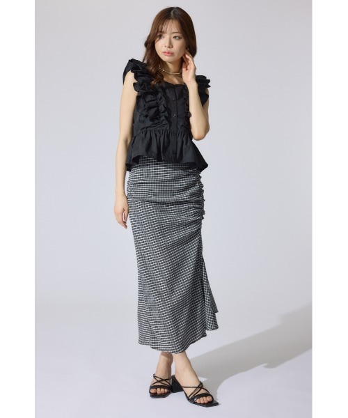 rienda（リエンダ）の「ダブルフリルブラウス 夏服 ノースリーブトップス（シャツ/ブラウス・レディース・ブラック/ブルー系その他/ホワイト系その他・FREE）」の12枚目の写真