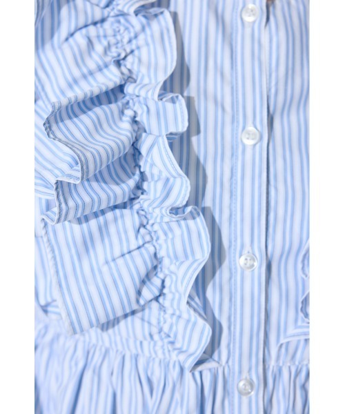 rienda（リエンダ）の「ダブルフリルブラウス 夏服 ノースリーブトップス（シャツ/ブラウス・レディース・ブラック/ブルー系その他/ホワイト系その他・FREE）」の4枚目の写真