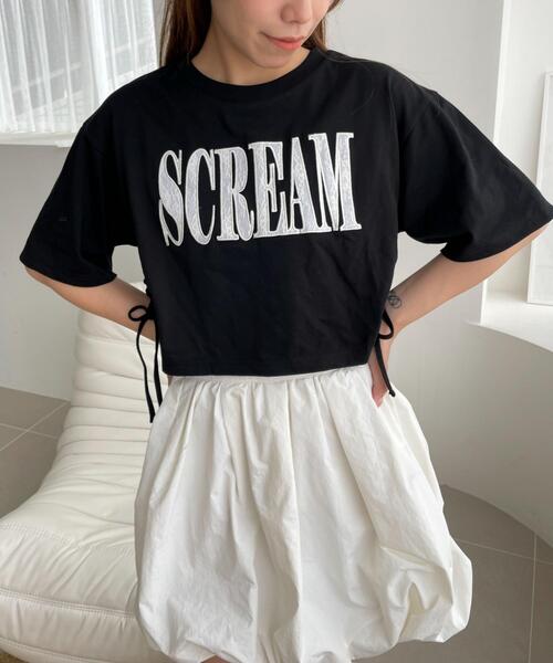 WEGO（ウィゴー）の「WEGO/ロゴレースドロストショートT（Tシャツ/カットソー・レディース・ブラック/ホワイト・FREE）」の2枚目の写真