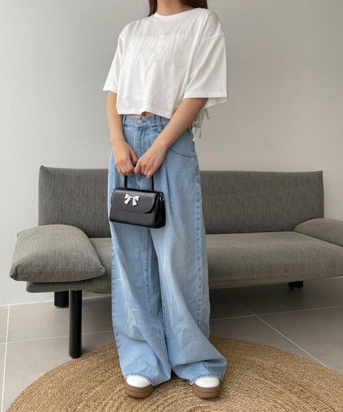 WEGO（ウィゴー）の「WEGO/ロゴレースドロストショートT（Tシャツ/カットソー・レディース・ブラック/ホワイト・FREE）」の14枚目の写真