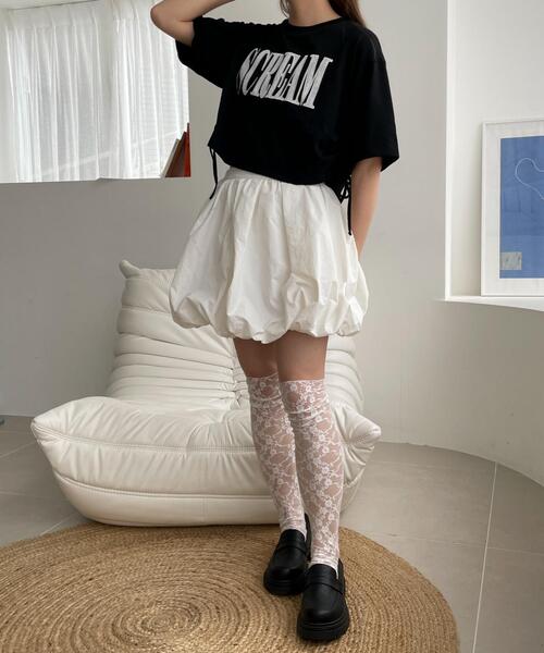 WEGO（ウィゴー）の「WEGO/ロゴレースドロストショートT（Tシャツ/カットソー・レディース・ブラック/ホワイト・FREE）」の10枚目の写真